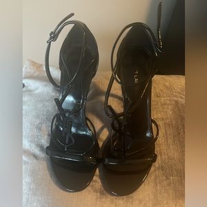 Yves Saint Laurent Cassandra Black Strappy High Heel Sandals YSL US 7.5 EU 37.5